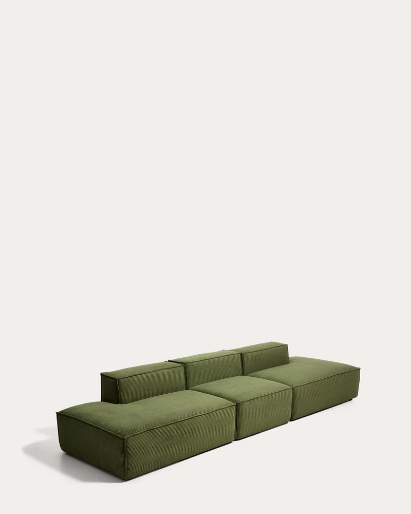 4-Sitzer-Sofa Blok in grobem grünem Cord, 380 cm, FSC Mix Credit