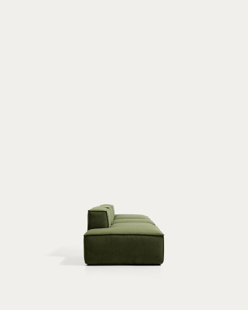 4-Sitzer-Sofa Blok in grobem grünem Cord, 380 cm, FSC Mix Credit