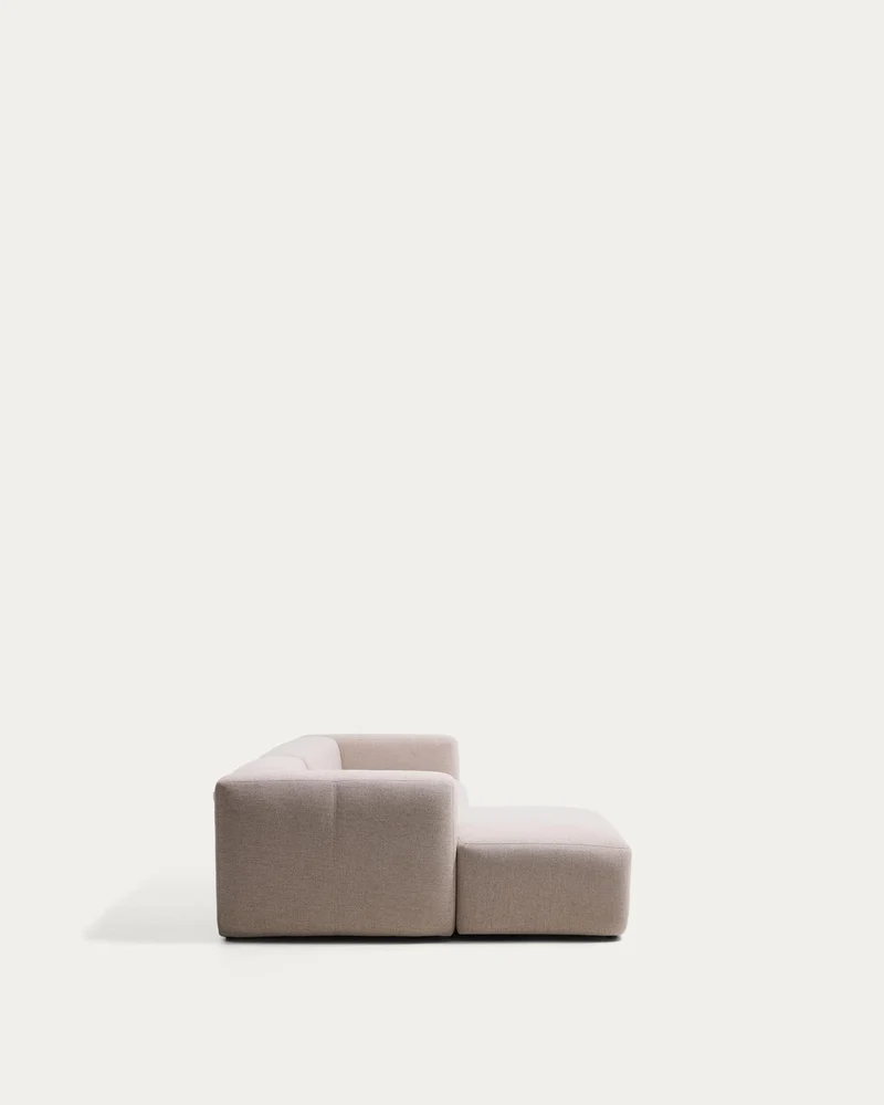 4-Sitzer-Sofa Blok mit Chaiselongue links in beiger Chenille, 330 cm, FSC Mix Credit