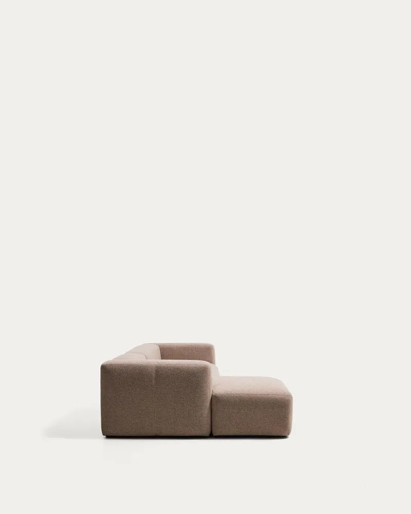 4-Sitzer-Sofa Blok mit Chaiselongue links in brauner Chenille, 330 cm, FSC Mix Credit