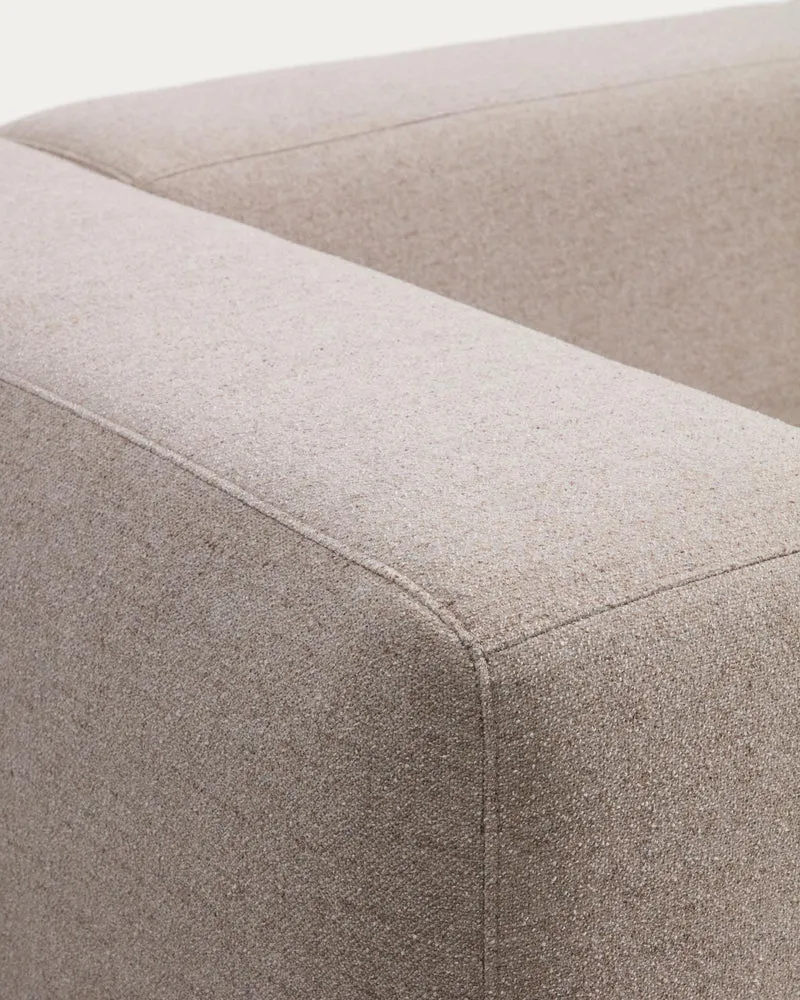 4-Sitzer-Sofa Blok mit Chaiselongue rechts in beiger Chenille, 330 cm, FSC Mix Credit