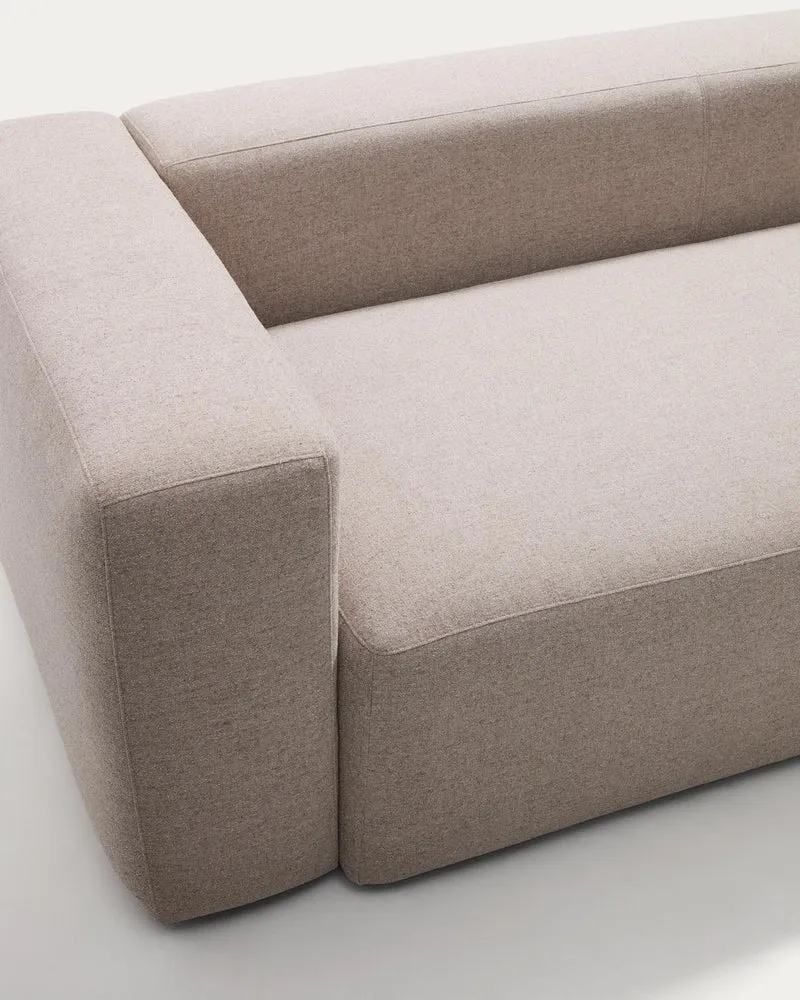 4-Sitzer-Sofa Blok mit Chaiselongue rechts in beiger Chenille, 330 cm, FSC Mix Credit