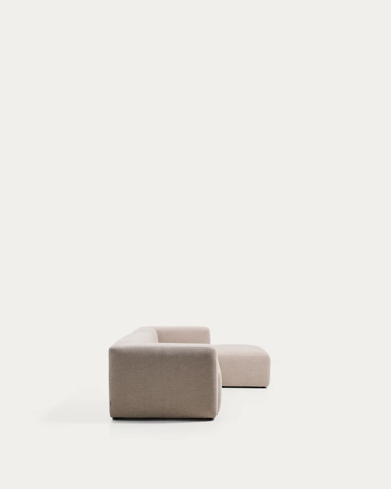 4-Sitzer-Sofa Blok mit Chaiselongue rechts in beiger Chenille, 330 cm, FSC Mix Credit