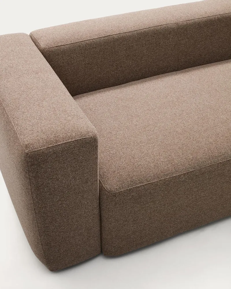 4-Sitzer-Sofa Blok mit Chaiselongue rechts in brauner Chenille, 330 cm, FSC Mix Credit