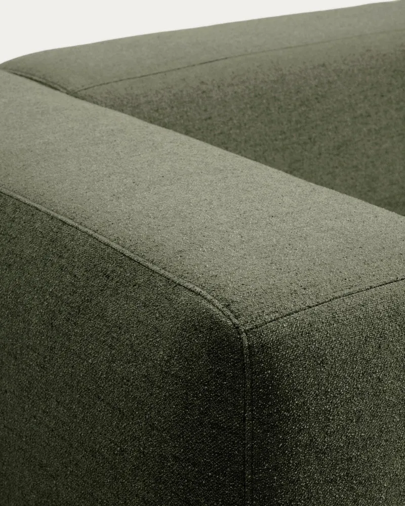 4-Sitzer-Sofa Blok mit Chaiselongue rechts in moosgrüner Chenille, 330 cm, FSC Mix Credit