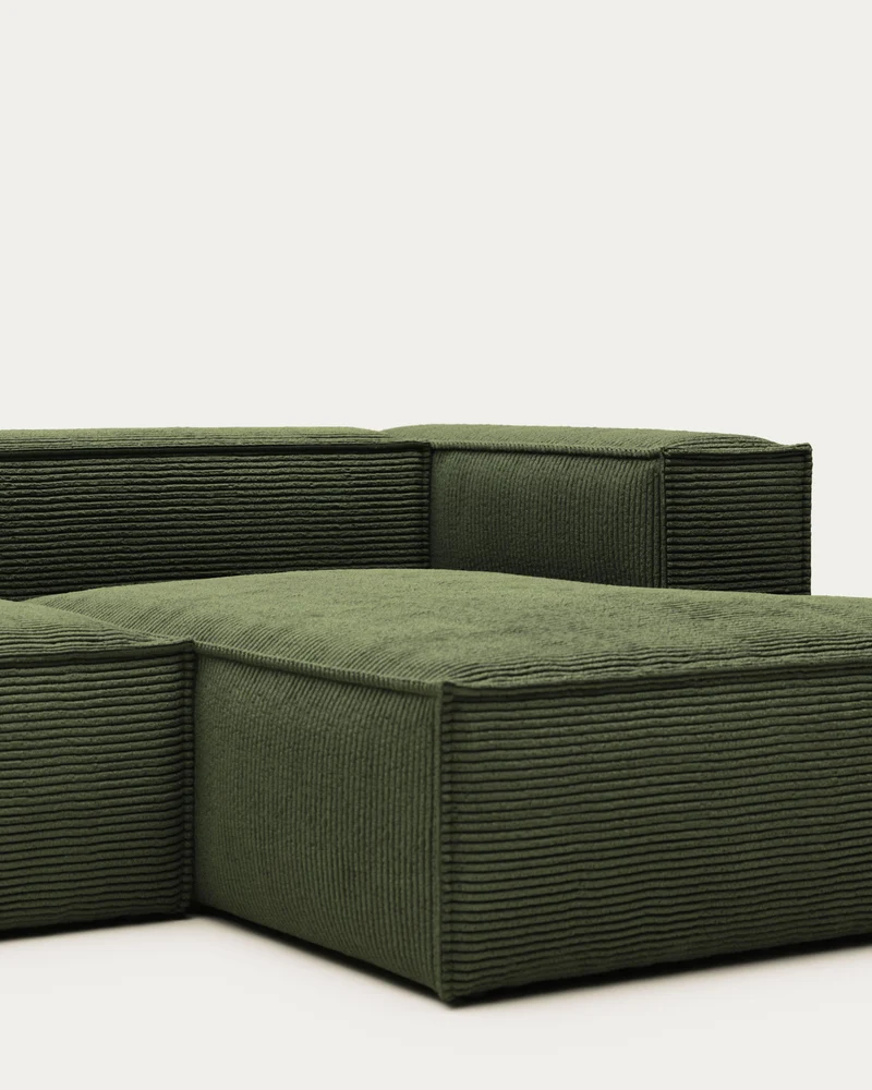 4-Sitzer-Sofa Blok mit Chaiselongue rechts, schwer entflammbar mit dickem, grünen Cord, 33