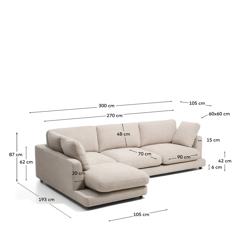 4-Sitzer-Sofa Gala aus Microbouclé mit Chaiselongue links in Beige, FSC Mix Credit, 300 cm