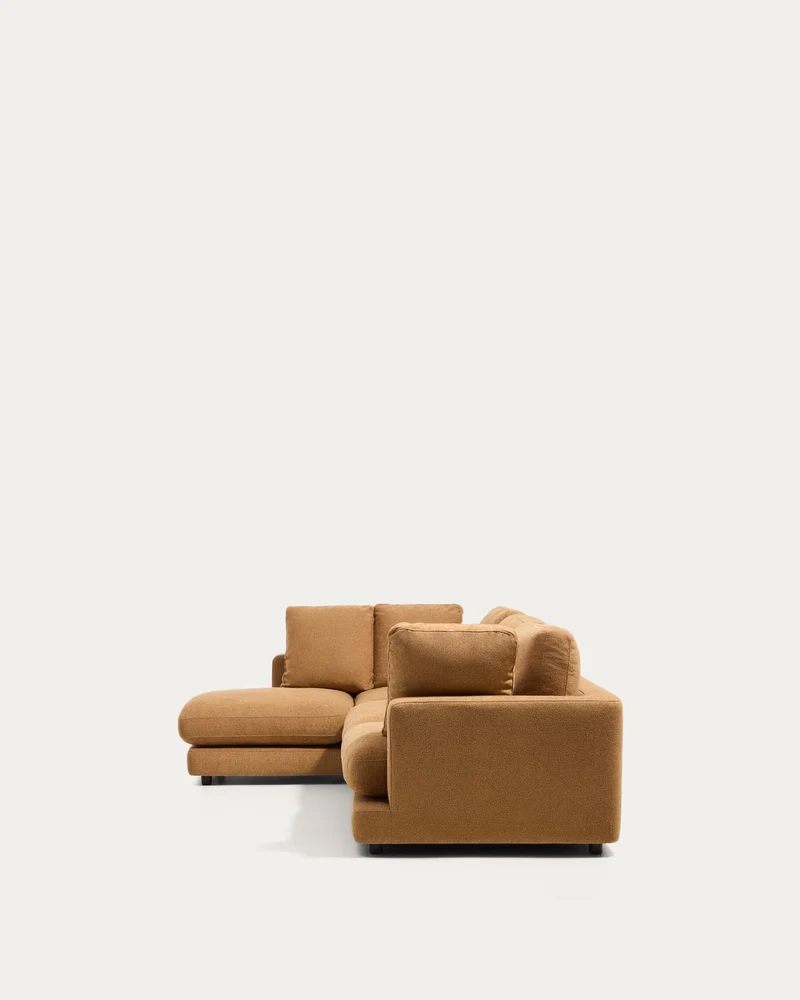 4-Sitzer-Sofa Gala aus Microbouclé mit Chaiselongue links in Senfgelb, FSC Mix Credit, 300