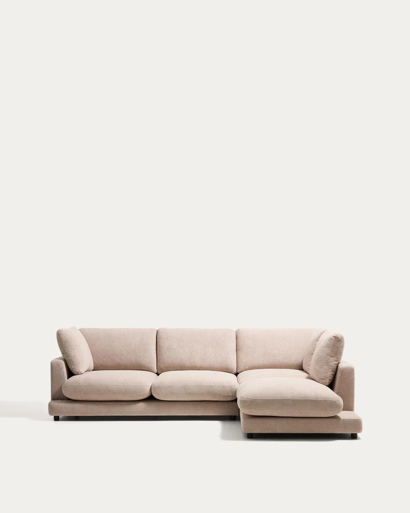 4-Sitzer-Sofa Gala aus Microbouclé mit Chaiselongue rechts in Beige, FSC Mix Credit, 300 c