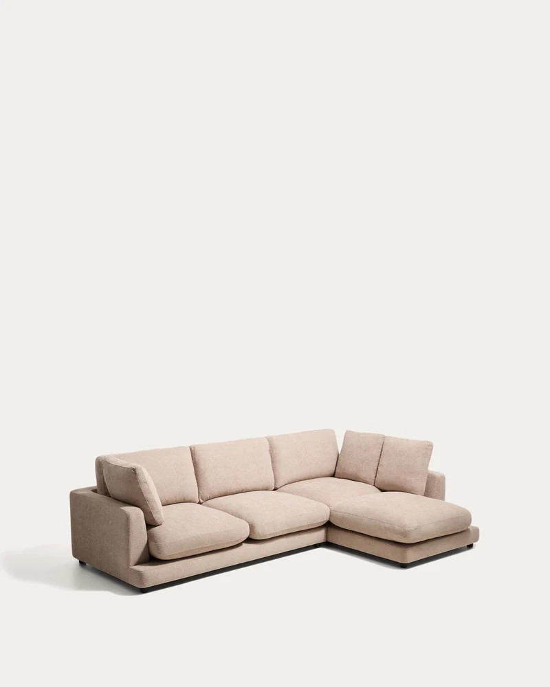 4-Sitzer-Sofa Gala aus Microbouclé mit Chaiselongue rechts in Beige, FSC Mix Credit, 300 c