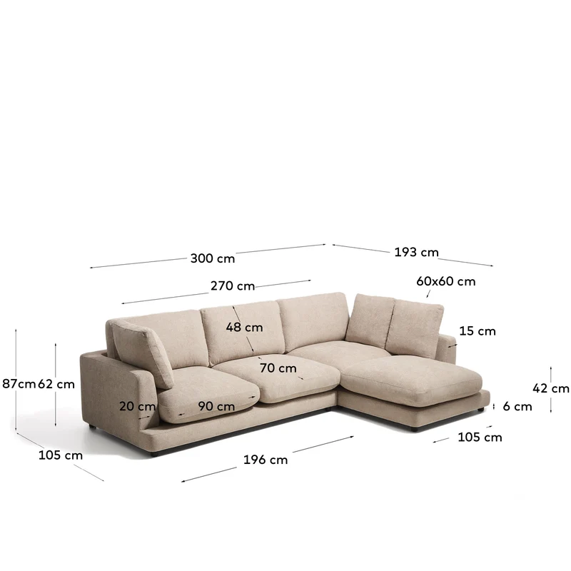 4-Sitzer-Sofa Gala aus Microbouclé mit Chaiselongue rechts in Beige, FSC Mix Credit, 300 c