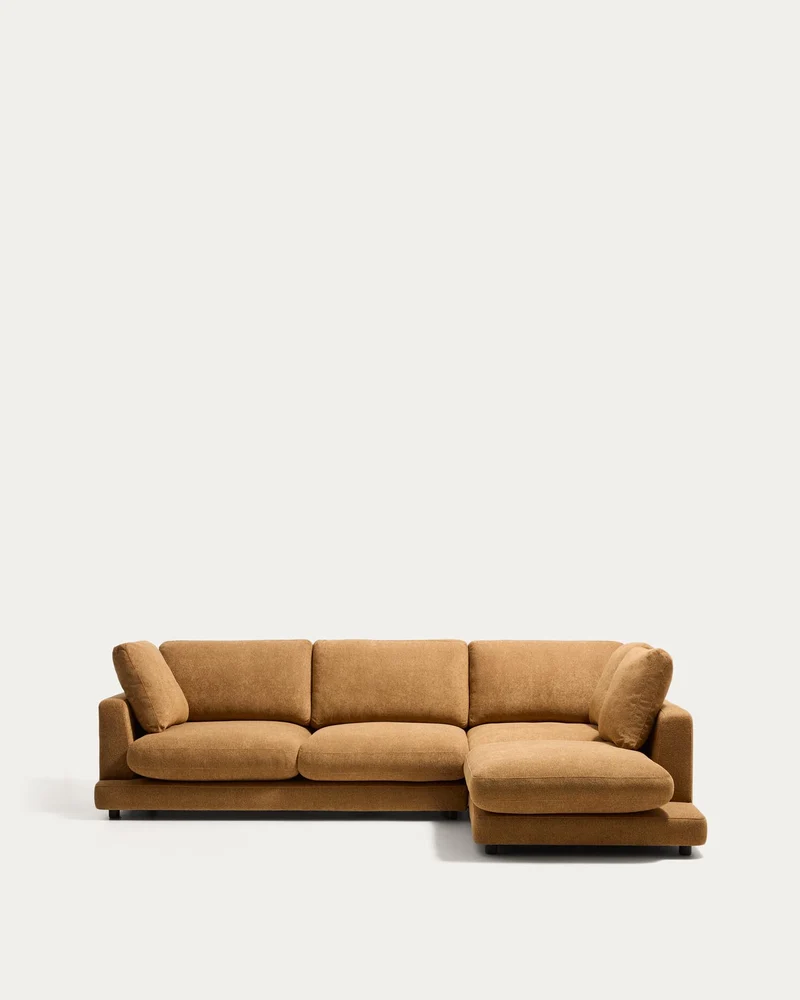 4-Sitzer-Sofa Gala aus Microbouclé mit Chaiselongue rechts in Senfgelb, FSC Mix Credit, 30