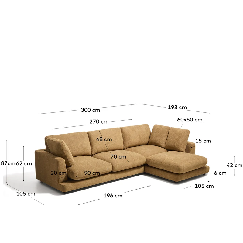 4-Sitzer-Sofa Gala aus Microbouclé mit Chaiselongue rechts in Senfgelb, FSC Mix Credit, 30