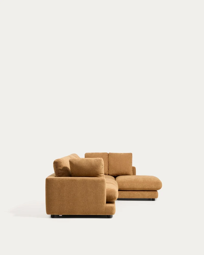 4-Sitzer-Sofa Gala aus Microbouclé mit Chaiselongue rechts in Senfgelb, FSC Mix Credit, 30