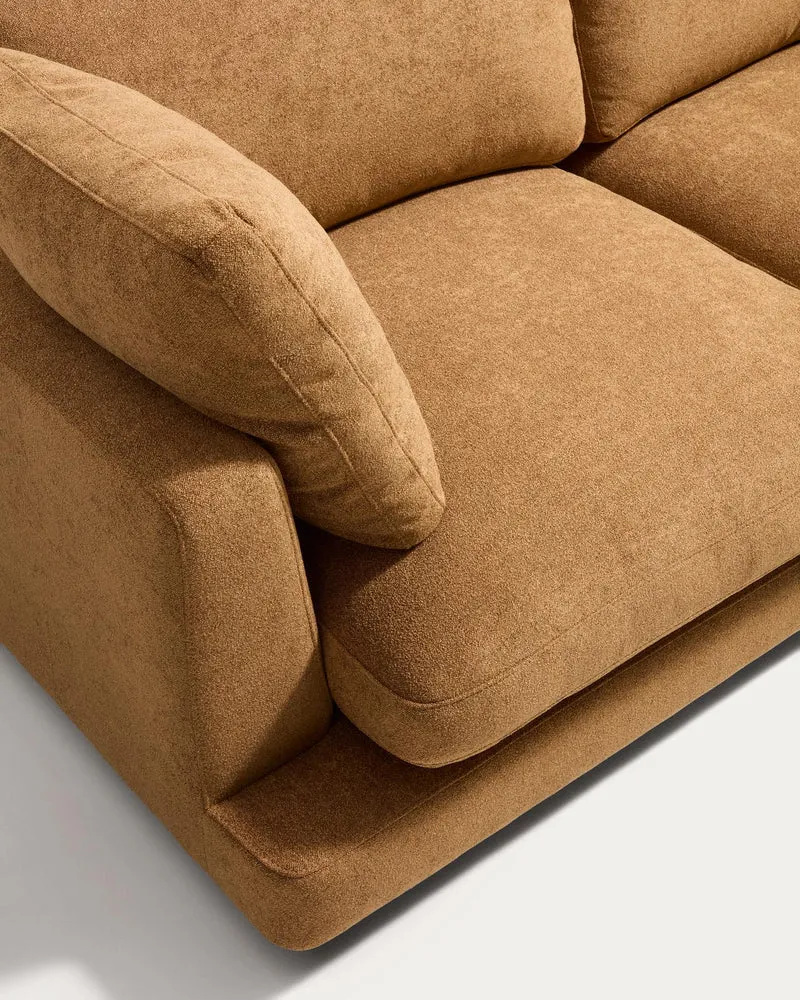 4-Sitzer-Sofa Gala aus senfgelbem Microbouclé, FSC Mix Credit, 300 cm