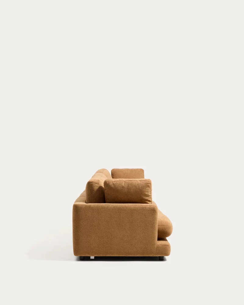 4-Sitzer-Sofa Gala aus senfgelbem Microbouclé, FSC Mix Credit, 300 cm
