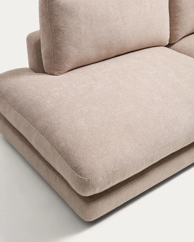5-Sitzer-Ecksofa Gala mit Randmodul links aus beigem Microbouclé, FSC Mix Credit, 225 x 30