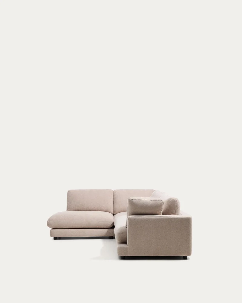 5-Sitzer-Ecksofa Gala mit Randmodul links aus beigem Microbouclé, FSC Mix Credit, 225 x 30