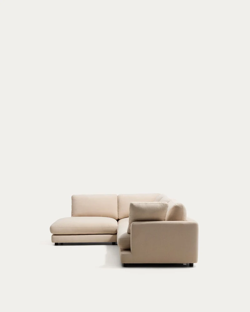 5-Sitzer-Ecksofa Gala mit Randmodul links aus beiger Chenille, FSC Mix Credit, 225 x 300 c