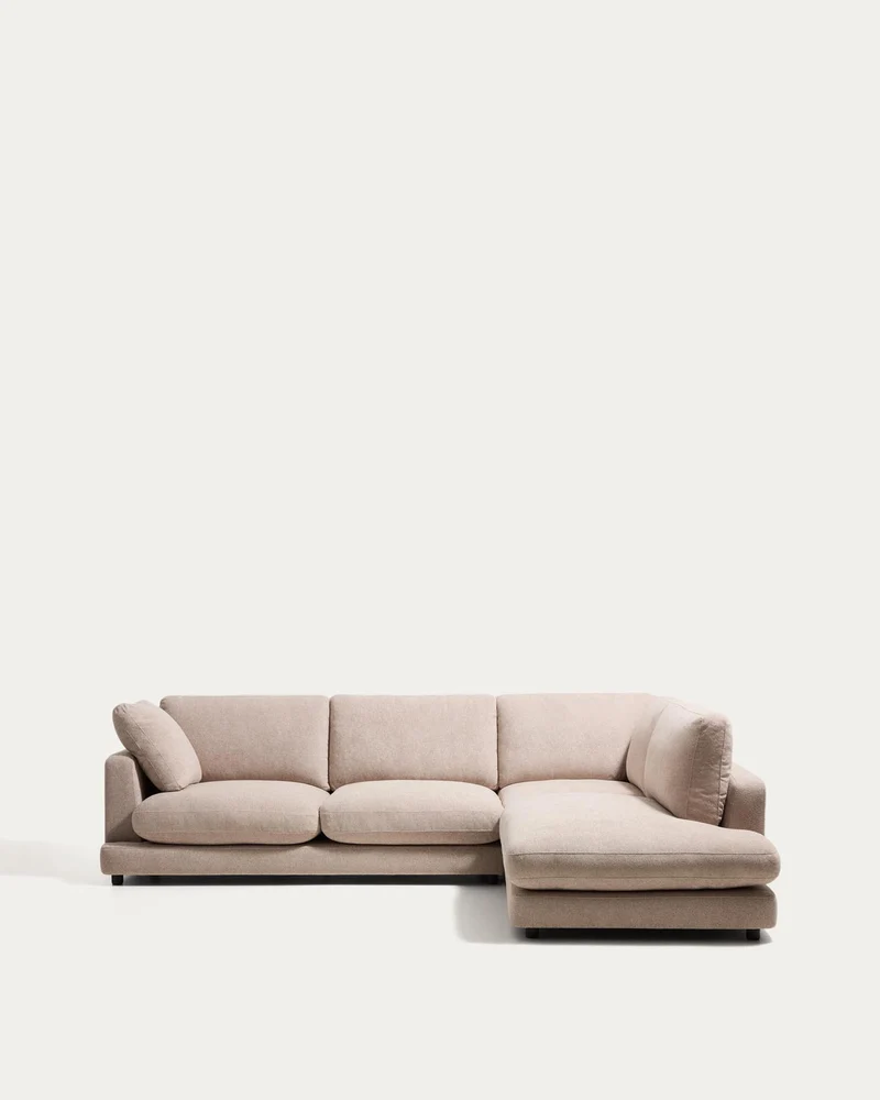 5-Sitzer-Ecksofa Gala mit Randmodul rechts aus beigem Microbouclé, FSC Mix Credit, 300 x 2
