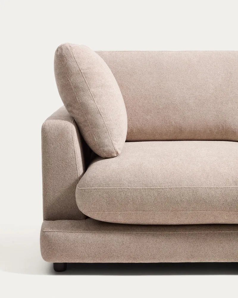 5-Sitzer-Ecksofa Gala mit Randmodul rechts aus beigem Microbouclé, FSC Mix Credit, 300 x 2