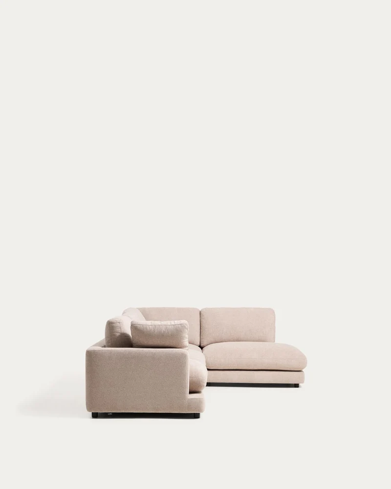 5-Sitzer-Ecksofa Gala mit Randmodul rechts aus beigem Microbouclé, FSC Mix Credit, 300 x 2