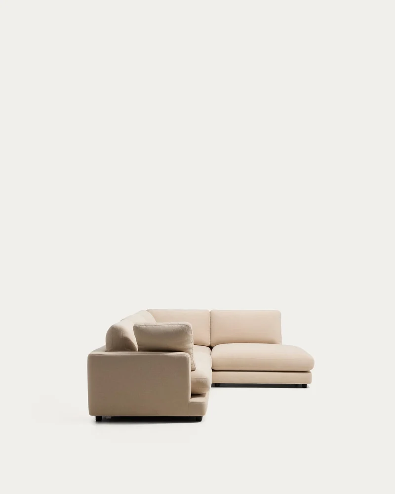 5-Sitzer-Ecksofa Gala mit Randmodul rechts aus beiger Chenille, FSC Mix Credit, 300 x 225