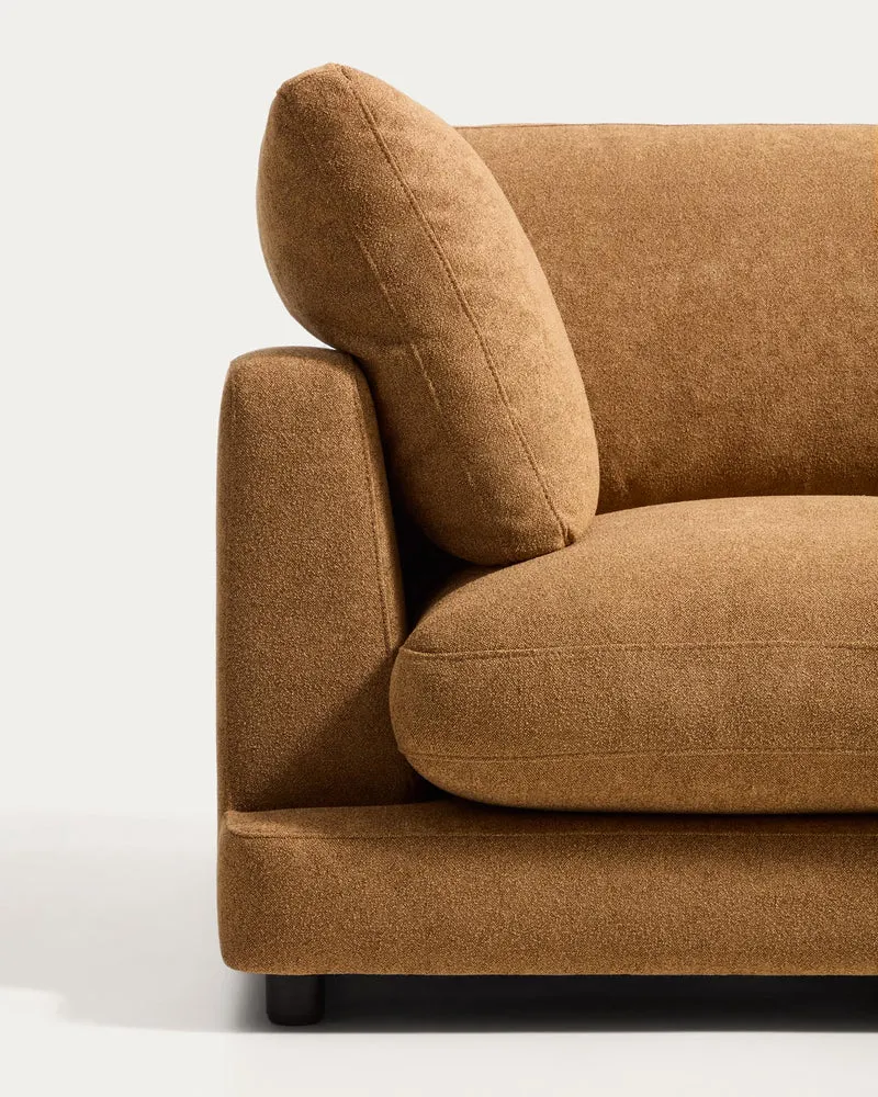 6-Sitzer-Sofa Gala aus senfgelbem Microbouclé, FSC Mix Credit, 390 cm