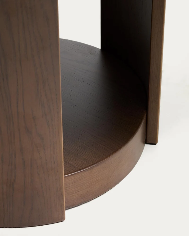 Artis ausziehbarer runder Tisch aus Massivholz und Eichenfurnier mit Walnuss-Finish, FSC 1