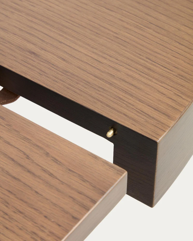Artis ausziehbarer runder Tisch aus Massivholz und Eichenfurnier mit Walnuss-Finish, FSC 1