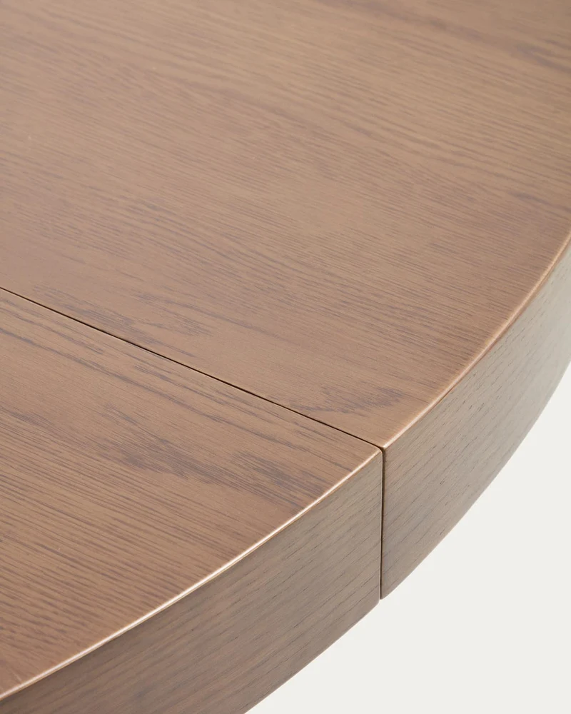Artis ausziehbarer runder Tisch aus Massivholz und Eichenfurnier mit Walnuss-Finish, FSC 1