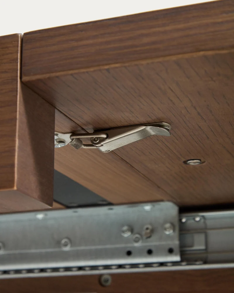 Artis ausziehbarer runder Tisch aus Massivholz und Eichenfurnier mit Walnuss-Finish, FSC 1