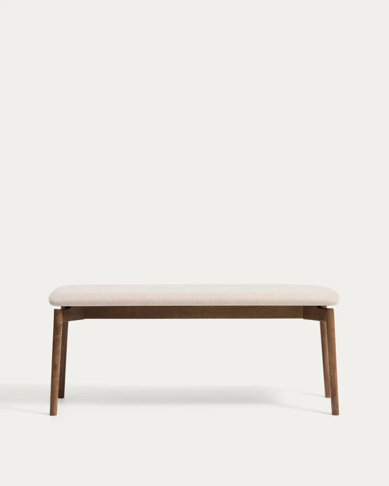 Bank Evera aus Eichenfurnier mit Nussbaumfinish und brauner Chenille, 122 cm