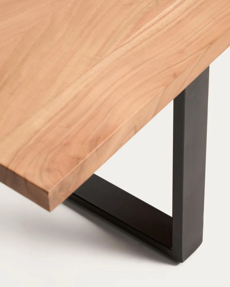 Bank Uxue aus massivem Akazienholz mit Beinen aus schwarzem Stahl 180 x 45 cm