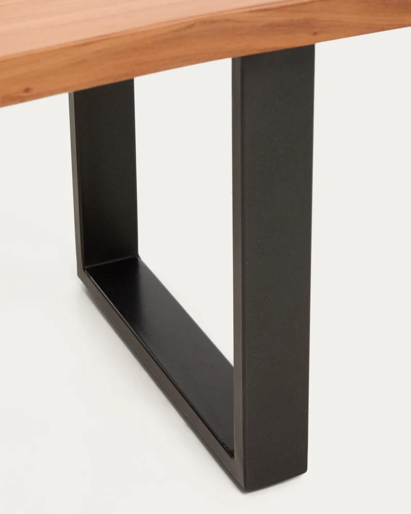 Bank Uxue aus massivem Akazienholz mit Beinen aus schwarzem Stahl 180 x 45 cm
