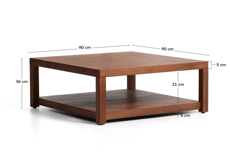 Beistelltisch Norani aus massivem Akazienholz und Akazienfurnier 90 x 90 cm