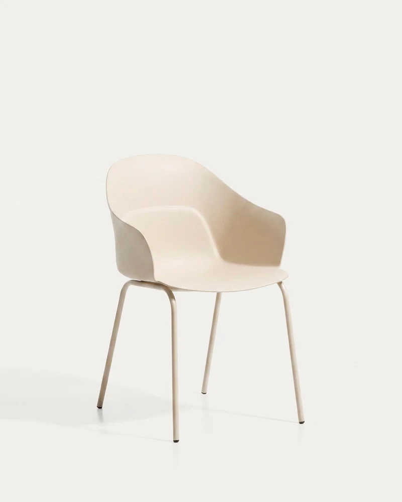 Stuhl Sanile mit Stahlbeinen mit beigem Finish