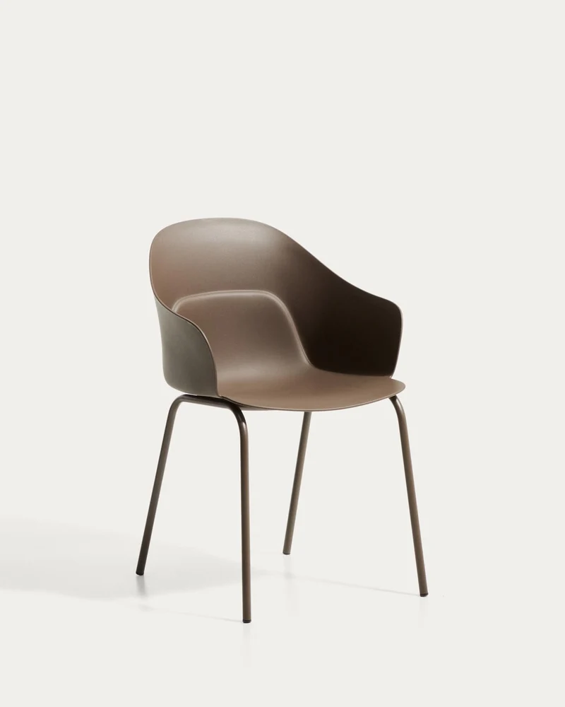 Stuhl Sanile mit Stahlbeinen mit braunem Finish