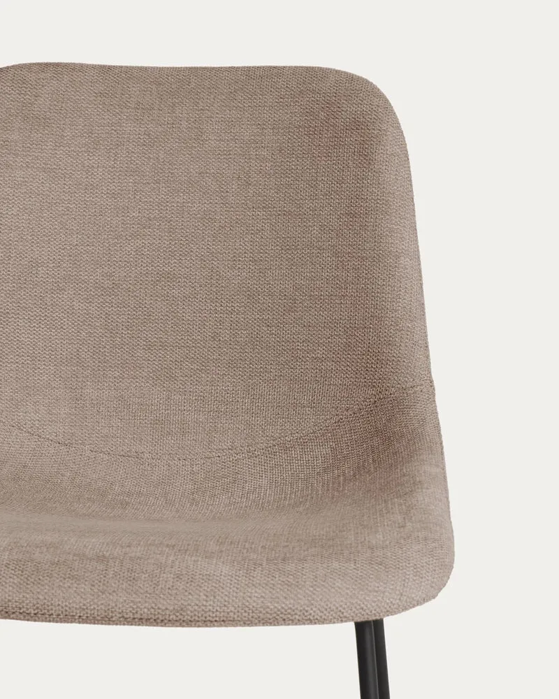 Stuhl Zahara mit brauner Chenille und Stahlbeinen mit schwarzem Finish, FSC 100 %