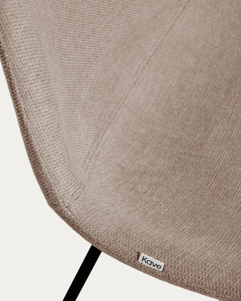 Stuhl Zahara mit brauner Chenille und Stahlbeinen mit schwarzem Finish, FSC 100 %