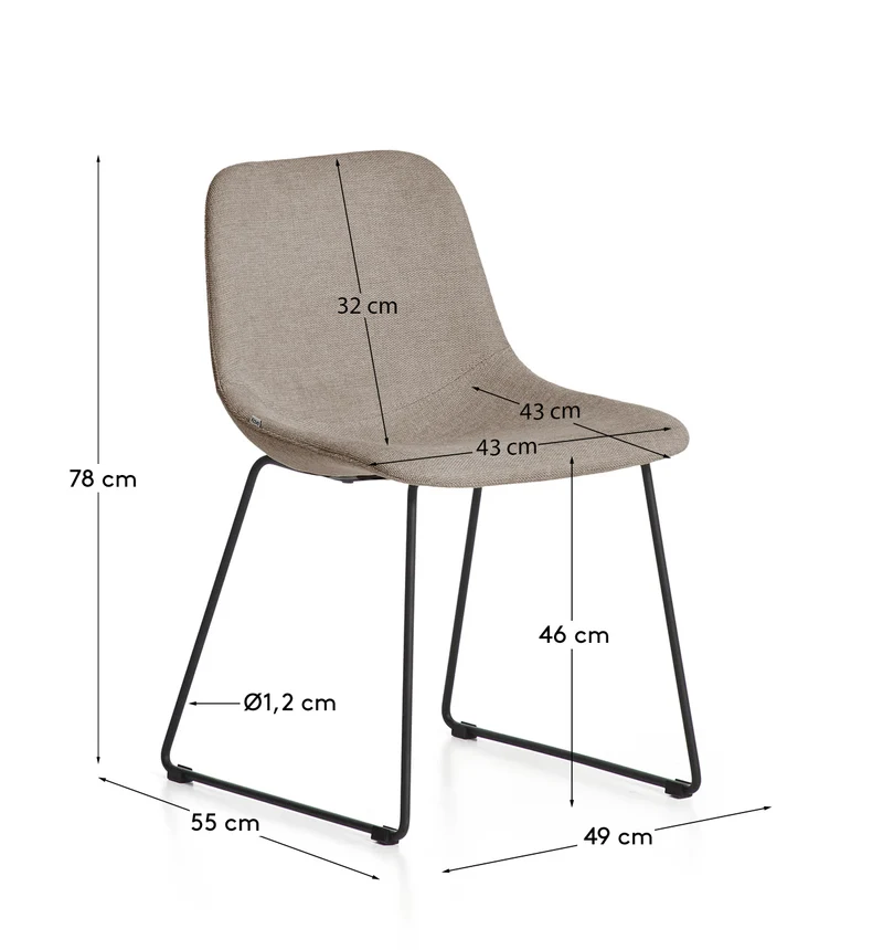 Stuhl Zahara mit brauner Chenille und Stahlbeinen mit schwarzem Finish, FSC 100 %