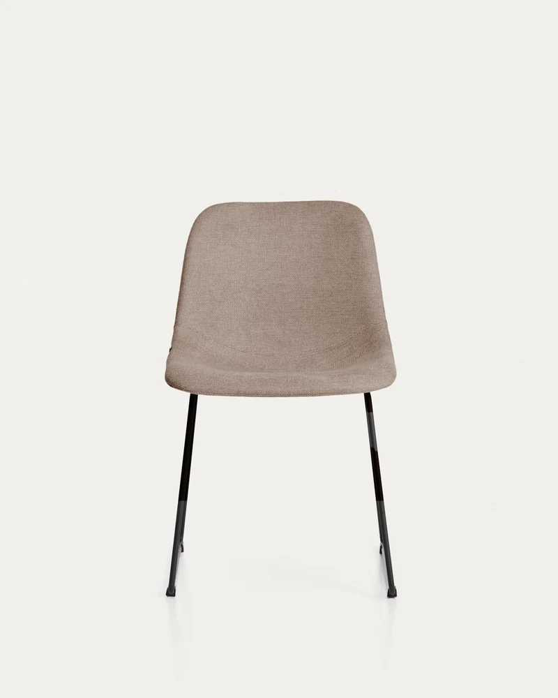 Stuhl Zahara mit brauner Chenille und Stahlbeinen mit schwarzem Finish, FSC 100 %