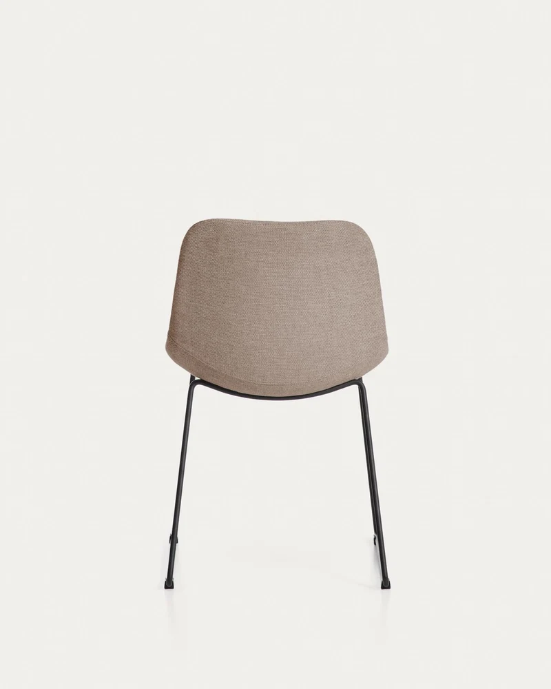 Stuhl Zahara mit brauner Chenille und Stahlbeinen mit schwarzem Finish, FSC 100 %