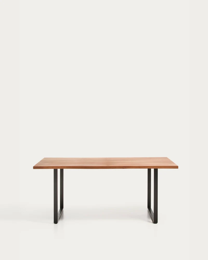 Tisch Uxue aus massivem Akazienholz mit Beinen aus schwarzem Stahl 160 x 90 cm