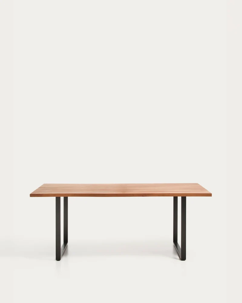 Tisch Uxue aus massivem Akazienholz mit Beinen aus schwarzem Stahl 180 x 90 cm