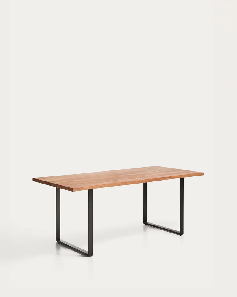 Tisch Uxue aus massivem Akazienholz mit Beinen aus schwarzem Stahl 180 x 90 cm
