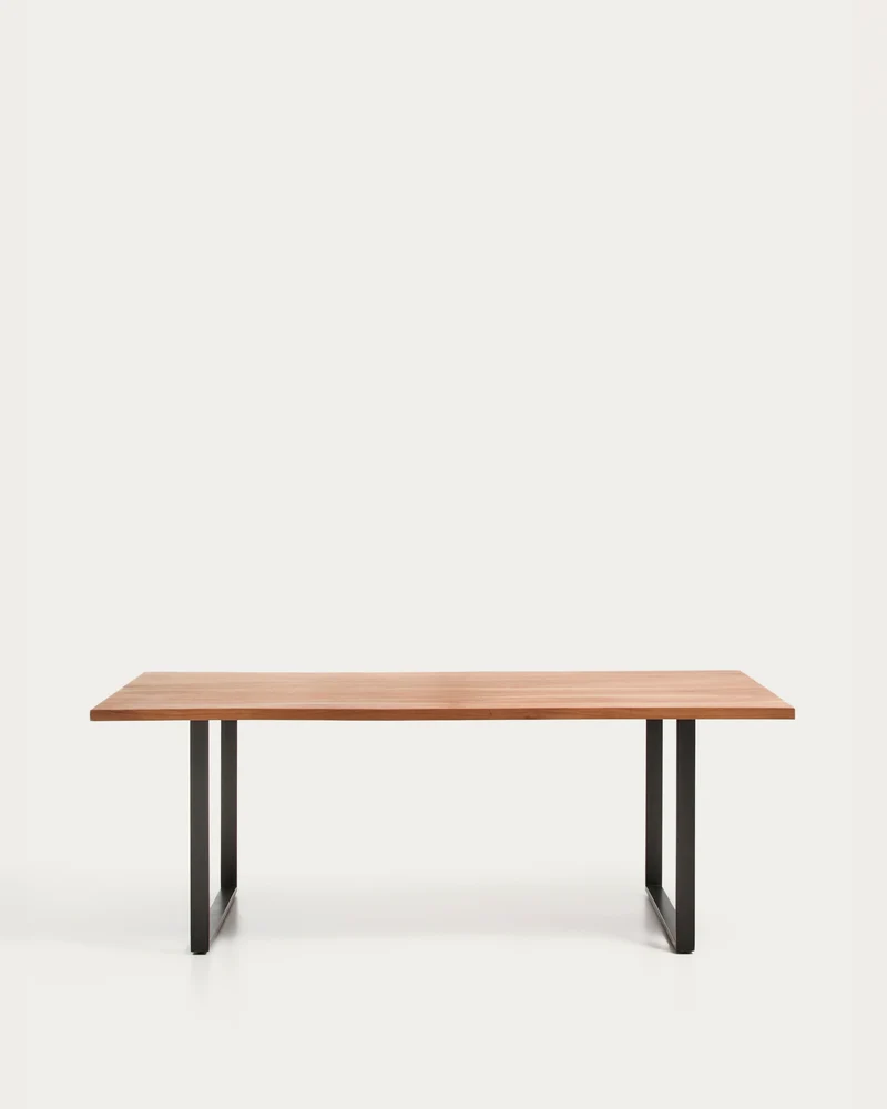 Tisch Uxue aus massivem Akazienholz mit Beinen aus schwarzem Stahl 200 x 90 cm