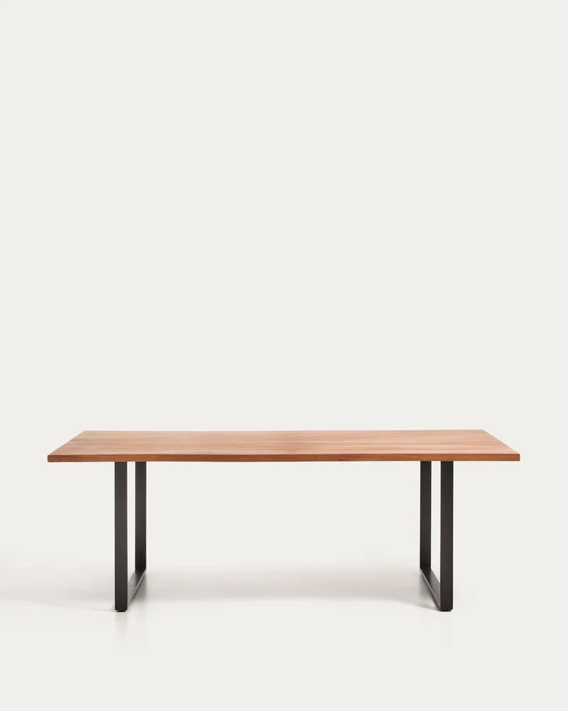 Tisch Uxue aus massivem Akazienholz mit Beinen aus schwarzem Stahl 220 x 100 cm