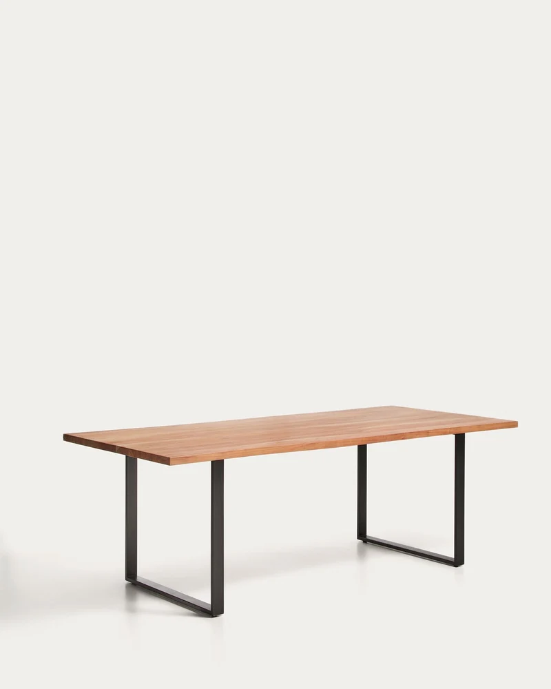 Tisch Uxue aus massivem Akazienholz mit Beinen aus schwarzem Stahl 220 x 100 cm