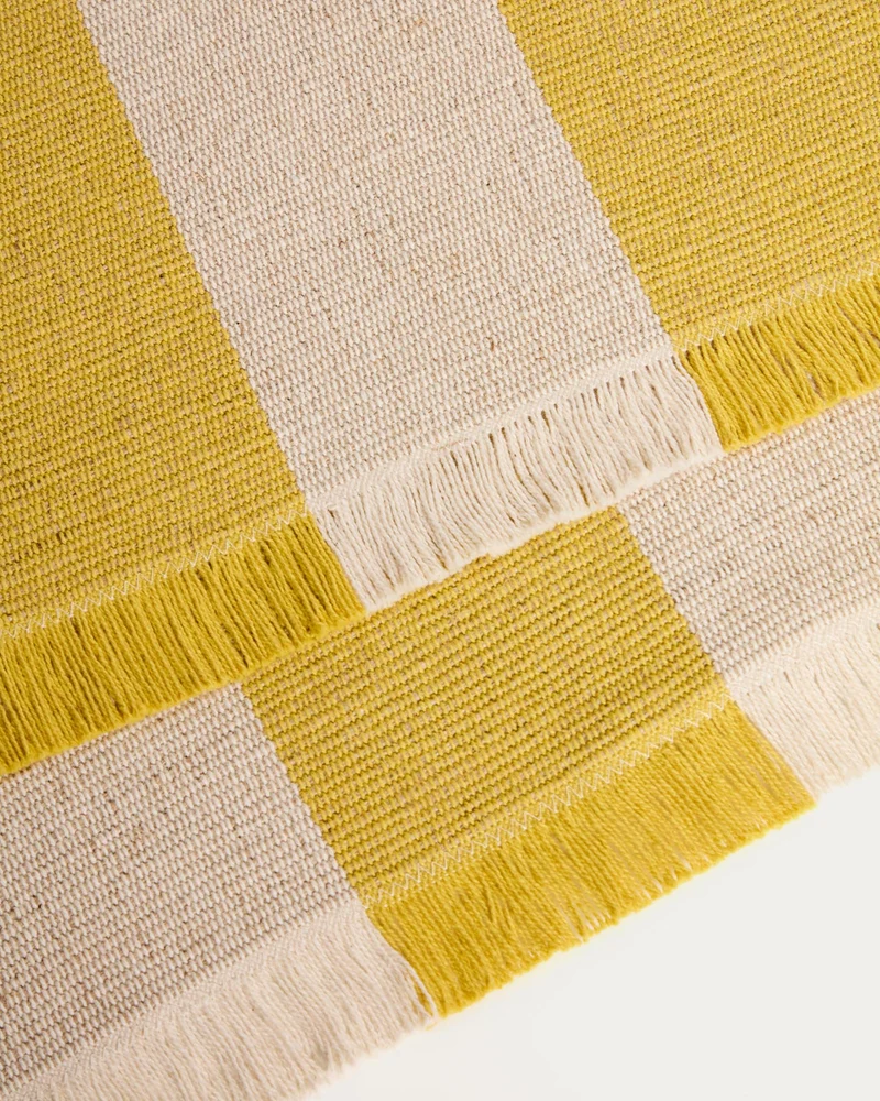 Tischläufer Daltan aus Baumwolle und Jute, gelb gestreift, 50 x 150 cm